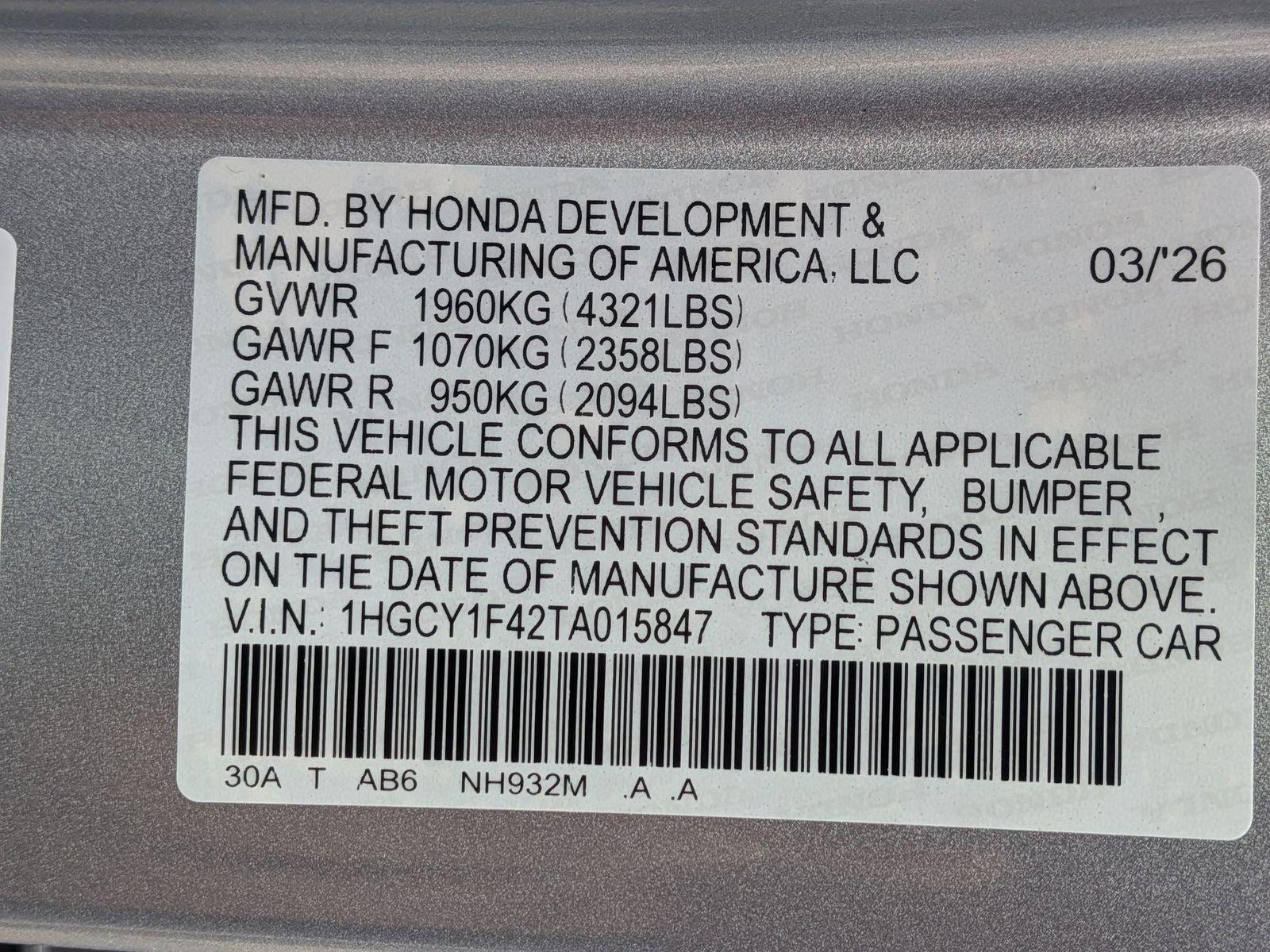 2026 Honda Accord SE