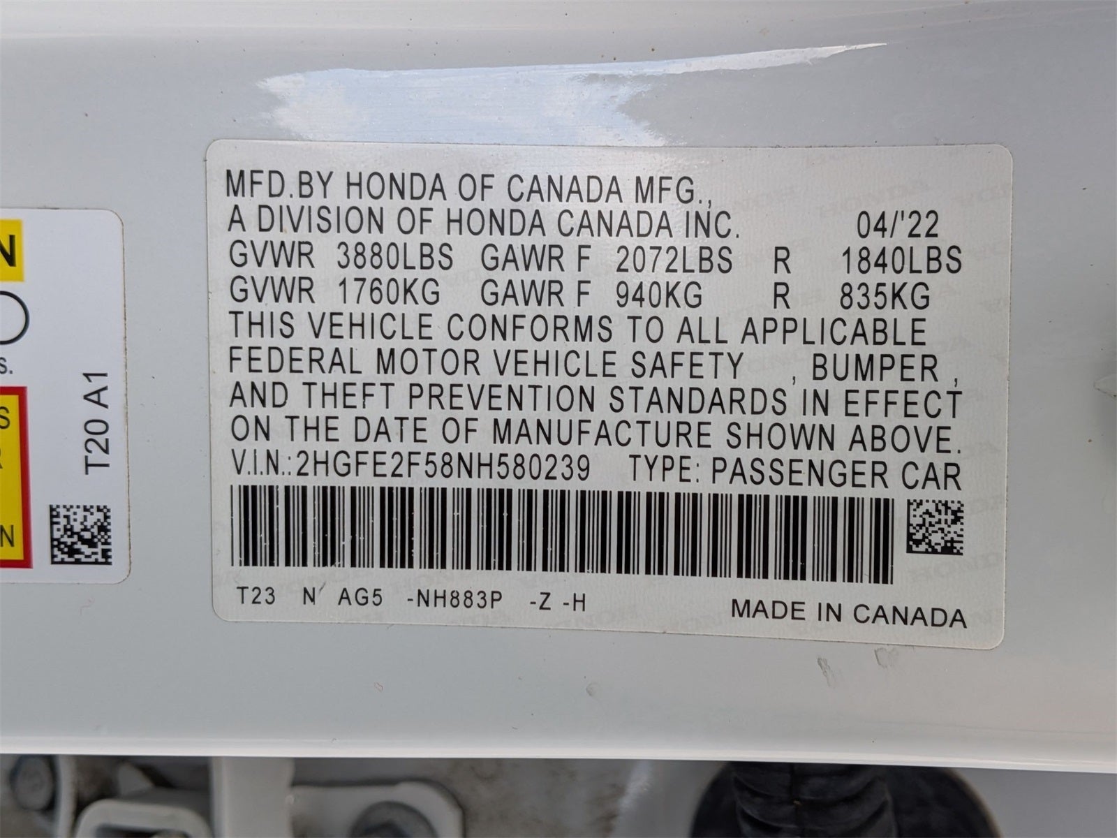 2022 Honda Civic Sport