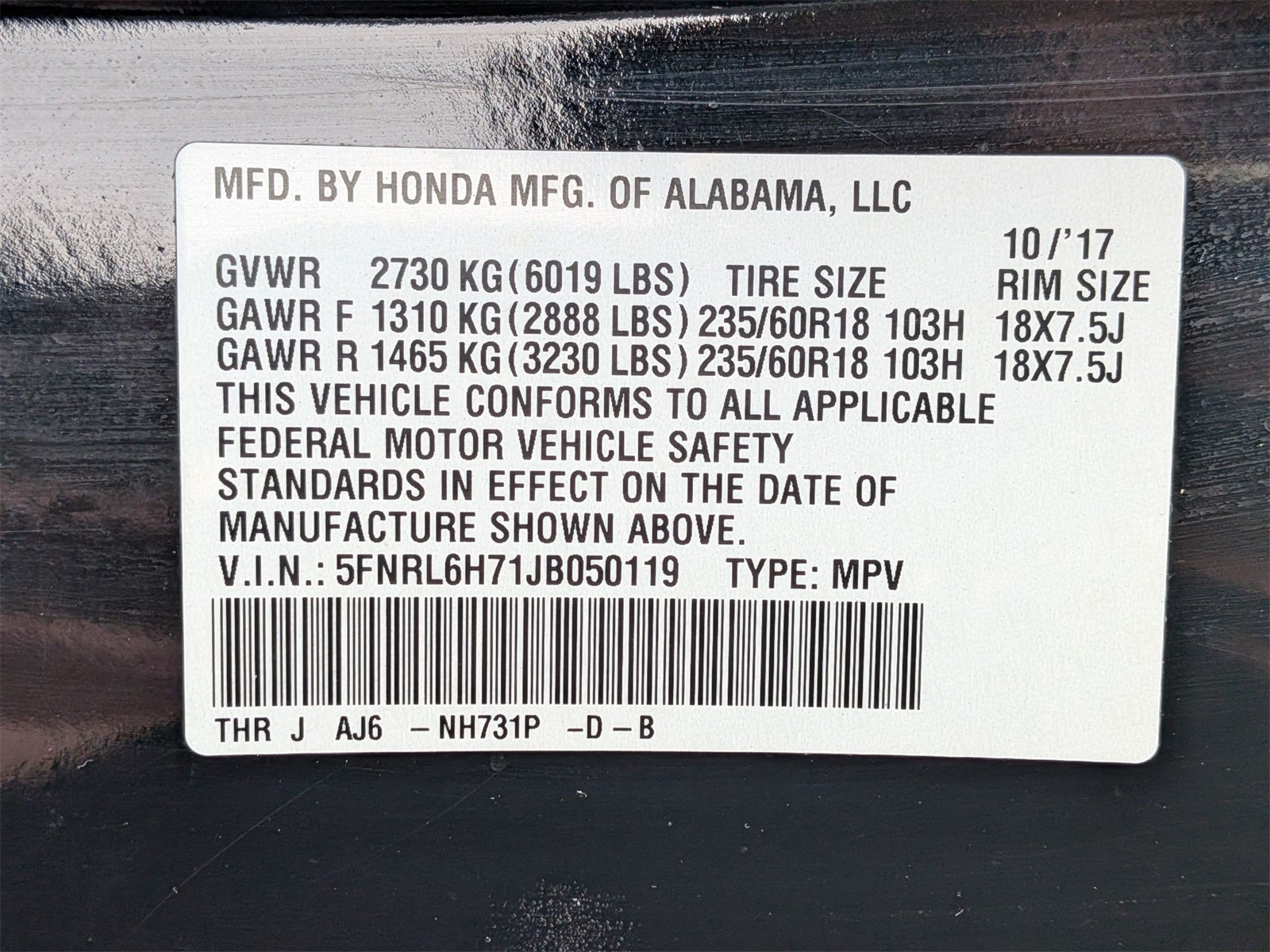 2018 Honda Odyssey EX-L