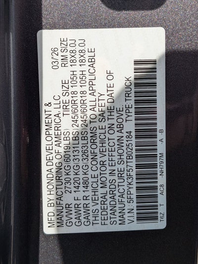 2026 Honda Ridgeline RTL