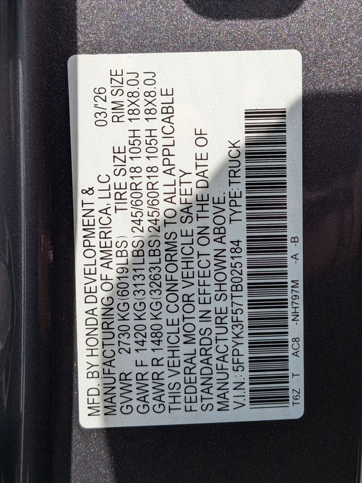 2026 Honda Ridgeline RTL