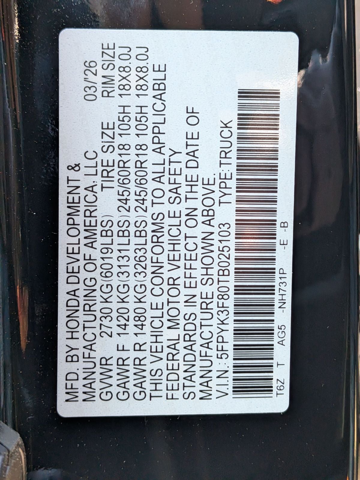 2026 Honda Ridgeline Black Edition