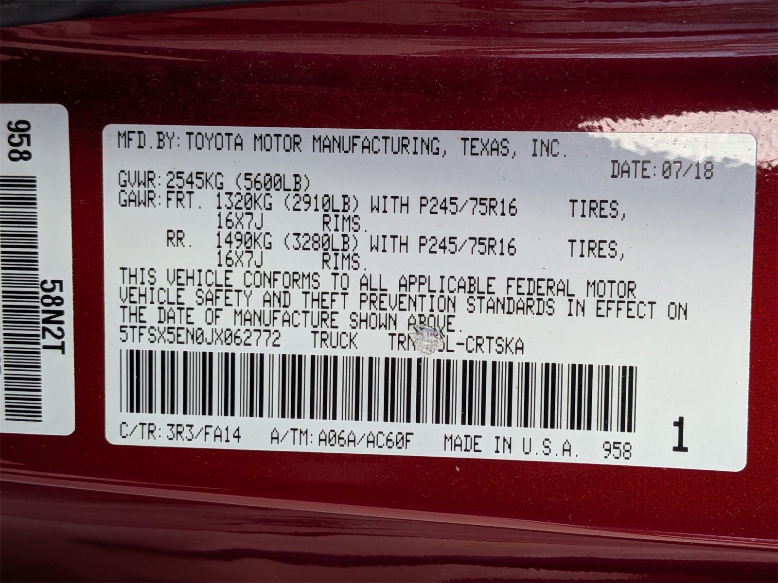 2018 Toyota Tacoma SR