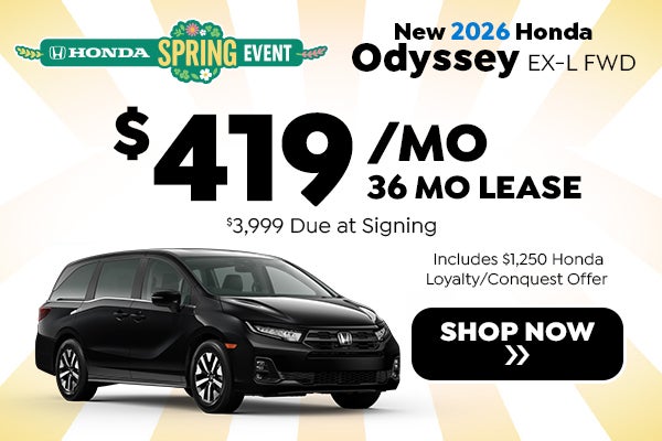 New 2026 Honda Odyssey EX-L offer in Zanesville, OH 