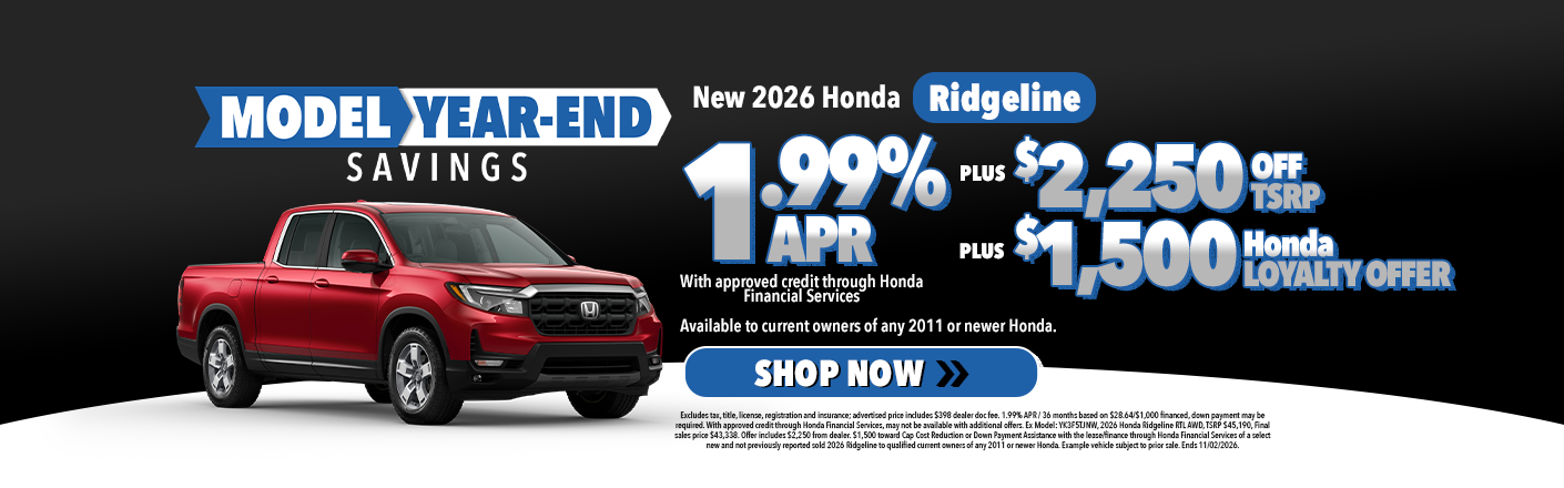 New 2026 Honda Ridgeline offers in Zanesville, OH